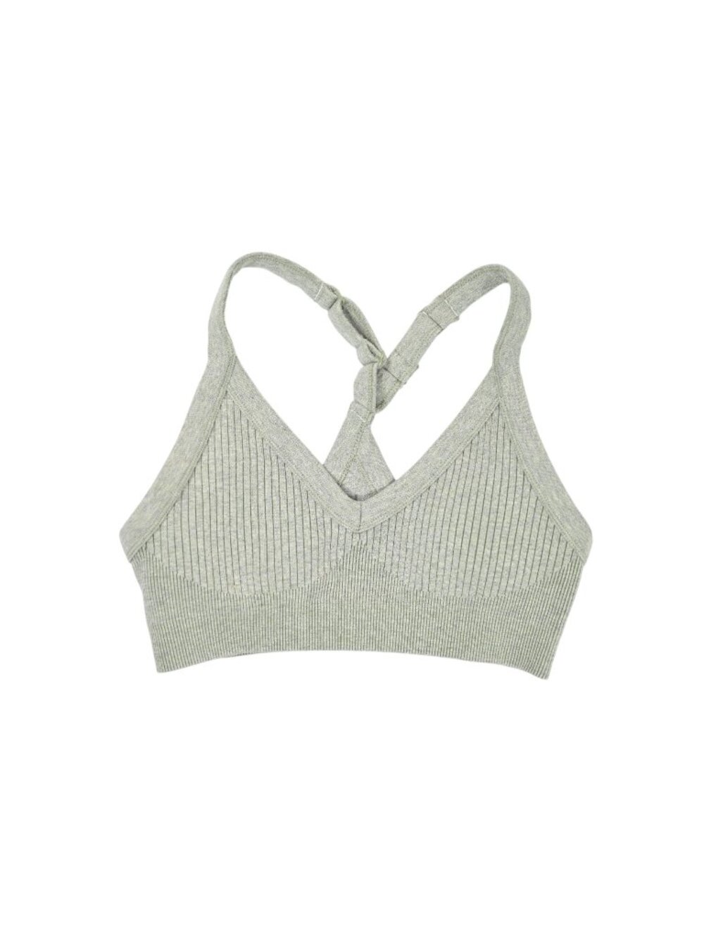 ALO Yoga Seamless Two Tone Rib Bra in Dune Grass Heather
